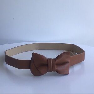 Bow tan brown leather look Belt